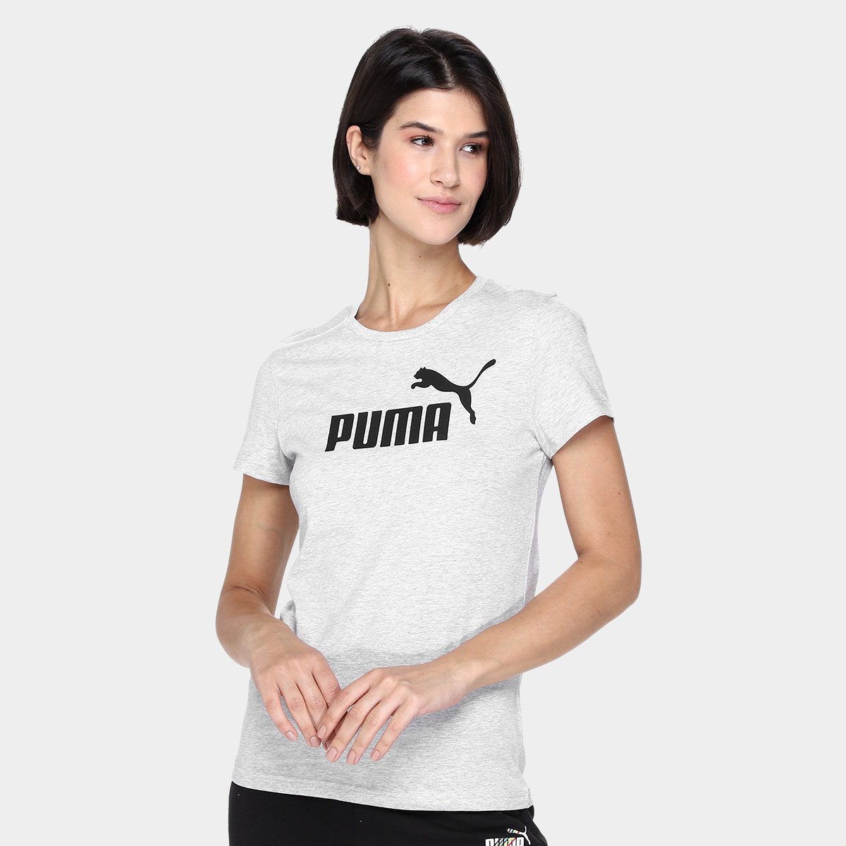 Miniatura Camiseta Puma Logo N. 1 Feminina Cinza - G
