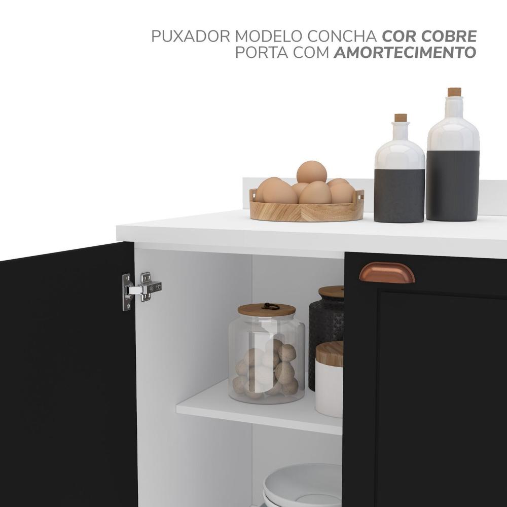 Cozinha Pérola 2 Peças Balcão 2 Gavetas 3 Portas e Balcão 2 Portas Yescasa Branco/Preto