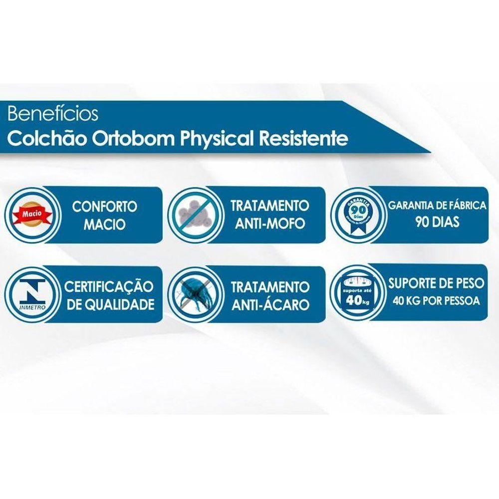 Miniatura Colchão Viúva Espuma D20 Physical Resistente Liso (128x188x12) Ortobom