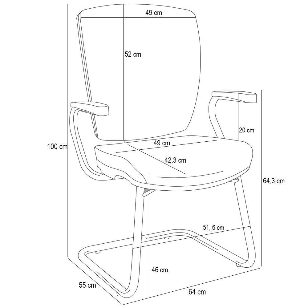Miniatura Kit 3 Cadeiras De Escritório Fixa Executiva Office Preto Slim Alta Flexi P03 Poliéster Verde - Lyam