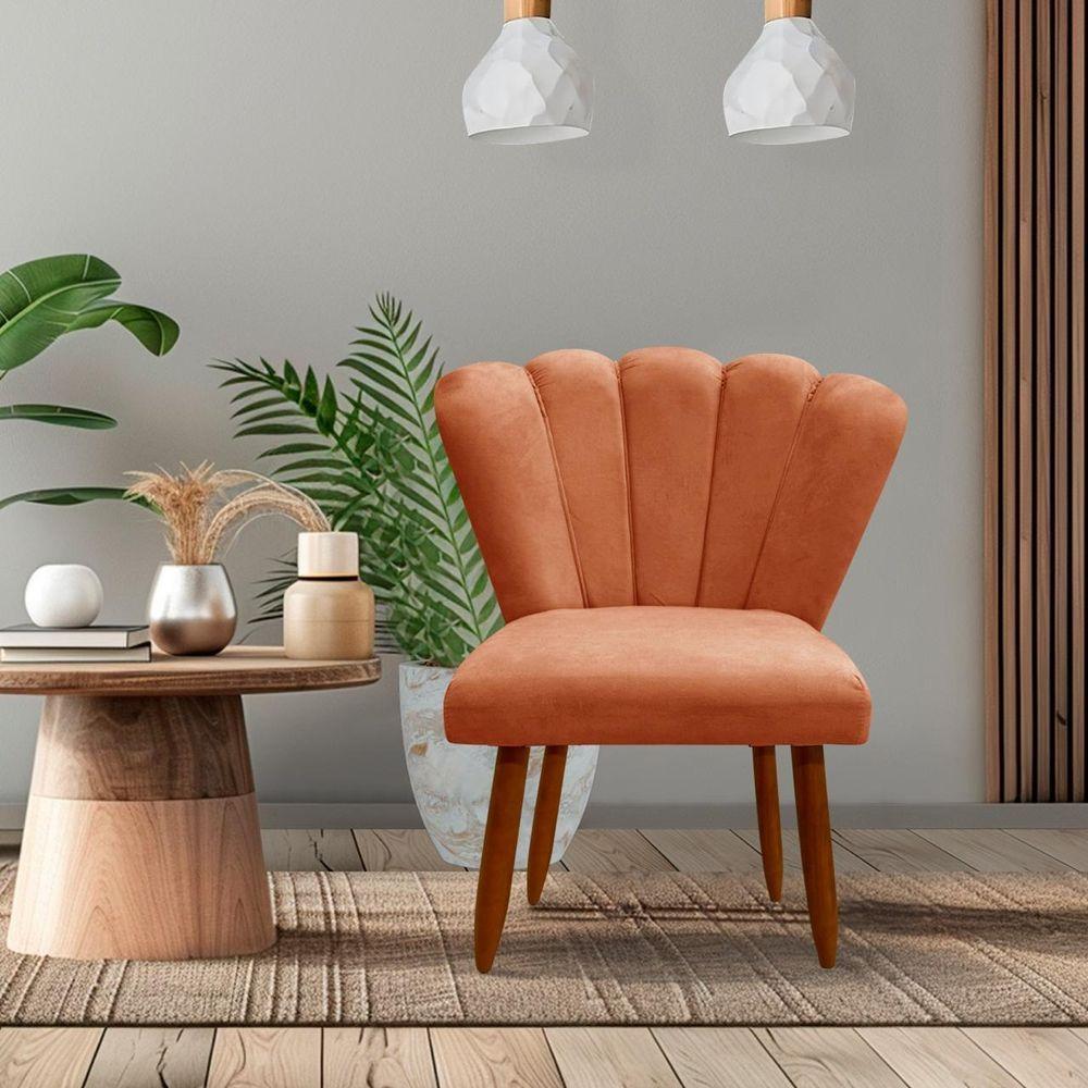 Miniatura Poltrona Cadeira Pétala Penteadeira Dritex suede Terracota