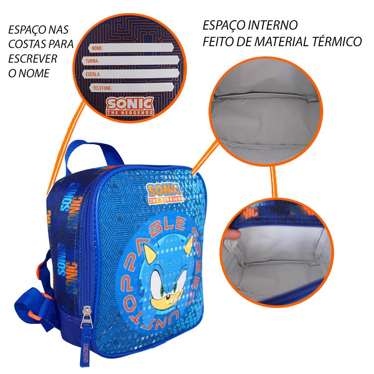Mochila Sonic The Hedgehog - Rodinhas, Alças de Costas, 18L