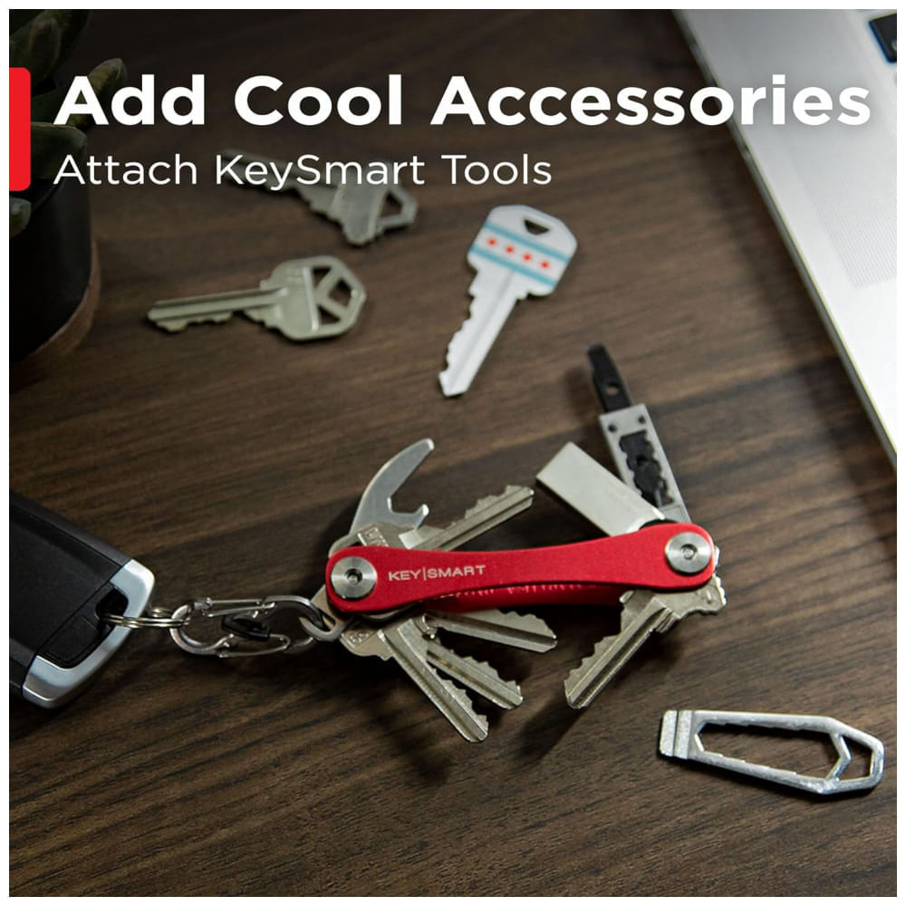 Miniatura Chaveiro Organizador de Chaves até 14 Chaves Titânio, KEYSMART, Vermelho