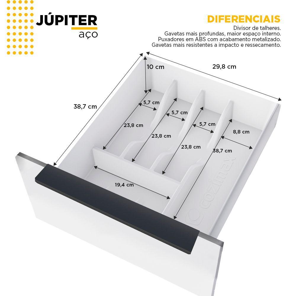 Gabinete Cozinha Em Aço Júpiter 200 3 Gavetas Branco