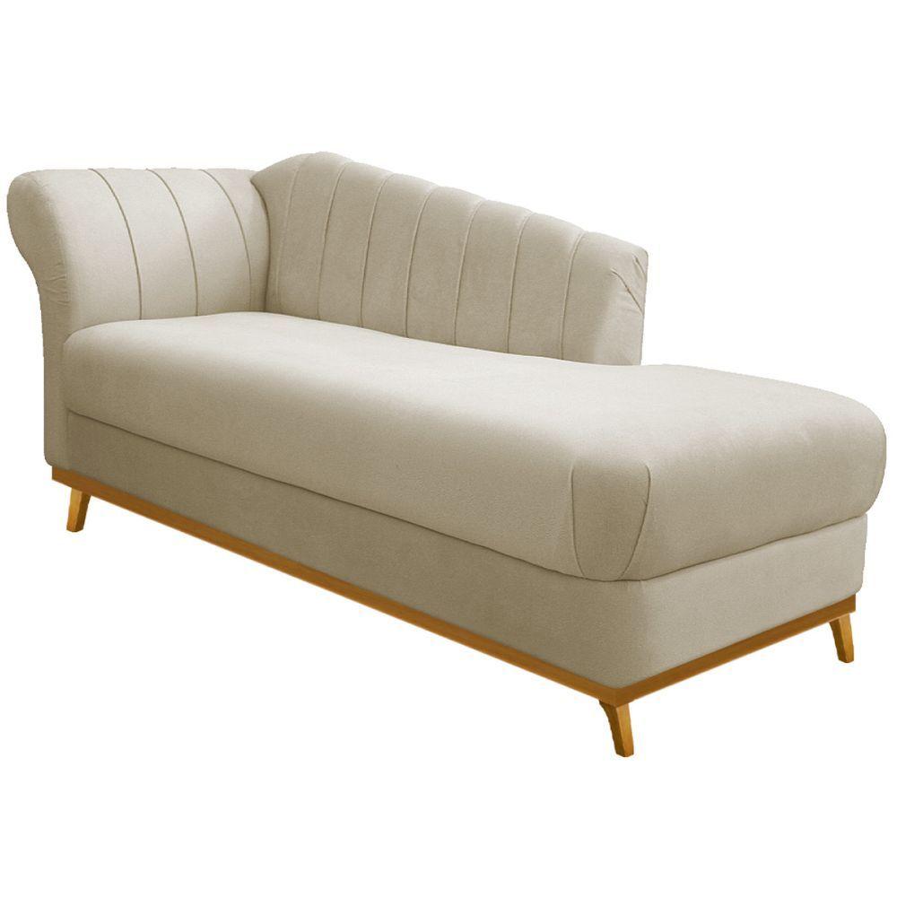 Miniatura Diva Recamier Vanessa 140Cm Lado Direito Linho Cor Bege