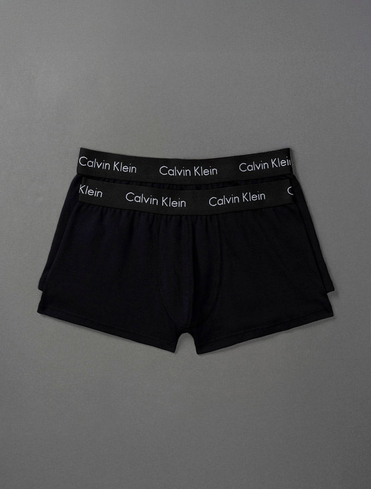 Kit 2 Underwear Trunk Classic Costura Frontal Elástico Preto Cueca Infantil Calvin Klein - Preto