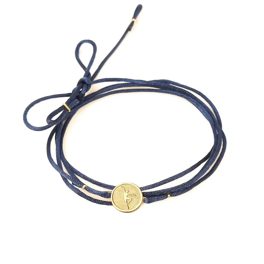 Miniatura Pulseira Cetim Azul Pingente O Solista Em Ouro 18K