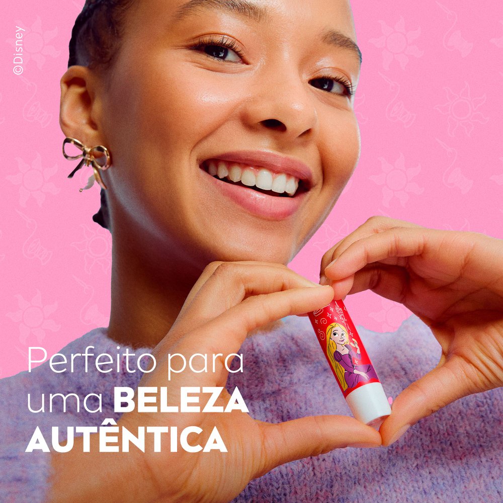 Miniatura Hidratante Labial Nivea Disney Princesa Rapunzel Sabor Morango Silvestre 4,8g