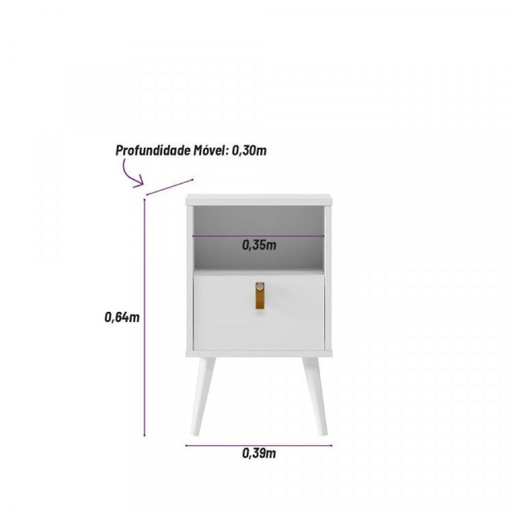 Miniatura Conjunto Cama Queen Bristol, Cabeceira e 2 Mesas de Cabeceira Buzios Carvalho/Cinza