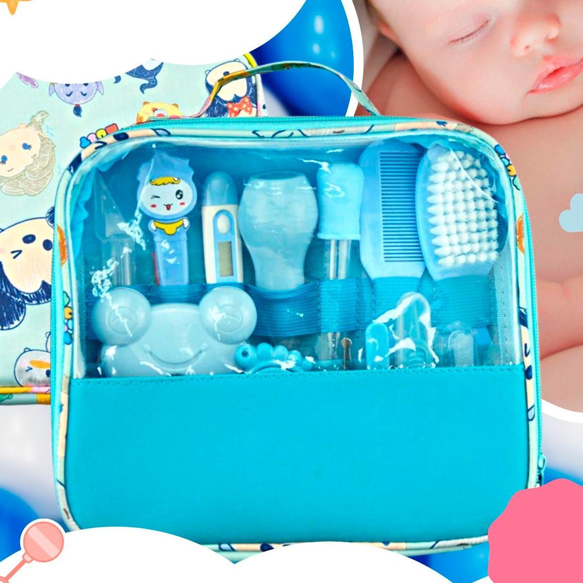 Miniatura Kit Higiene Bebê Azul Recém Nascido Escova Tesoura