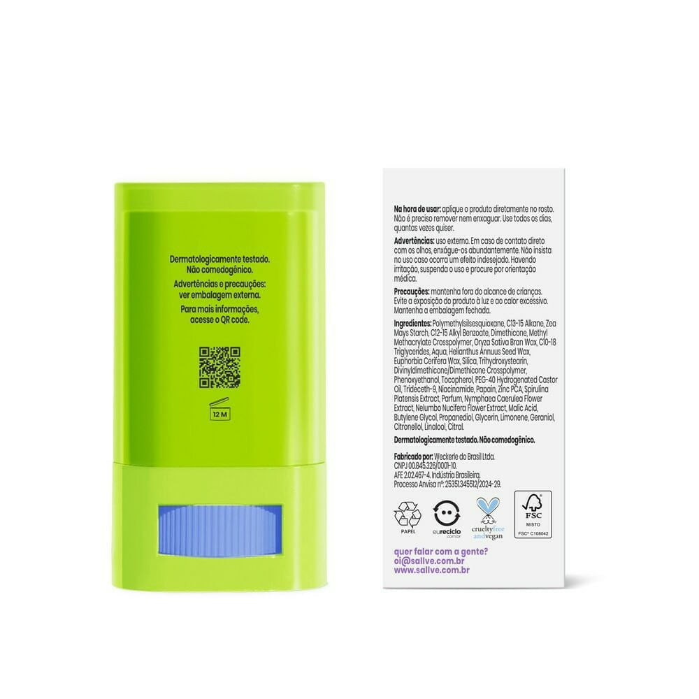 Miniatura Bastão Facial Antioleosidade Sallve 15g