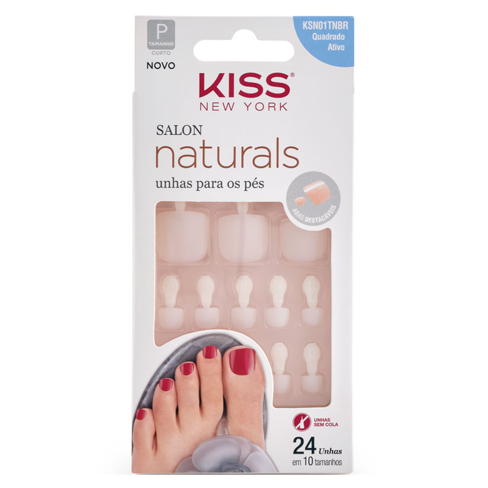 Miniatura Unhas Postiças para Pés Kiss NY - Salon Naturals 1 Un