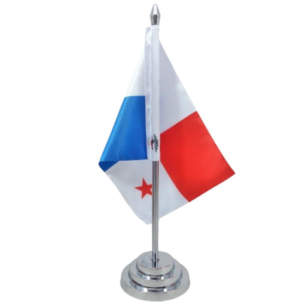 Miniatura Bandeira Mesa Dupla Face Panamá Mastro 29 Cm Alt