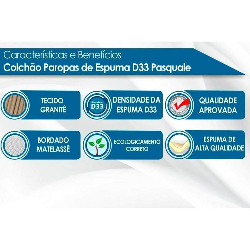 Miniatura Cama Box Baú Queen: Colchão Espuma D33 Paropas Pasquale + Base Crc Rústico Clean(158X198)