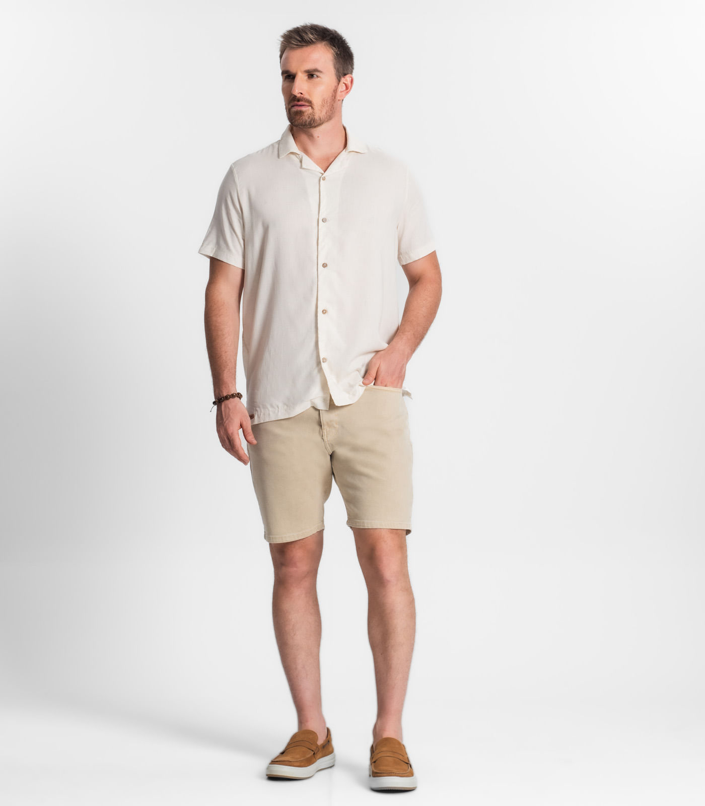 Miniatura Camisa Em Viscolinho Masculina Diametro Bege G