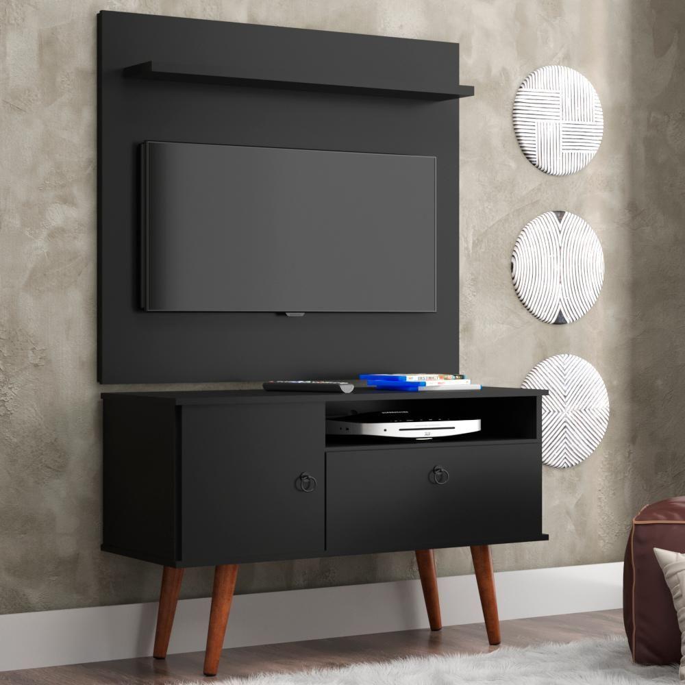 Miniatura Combo Painel Para Tv + Rack Yan Patrimar Preto Preto