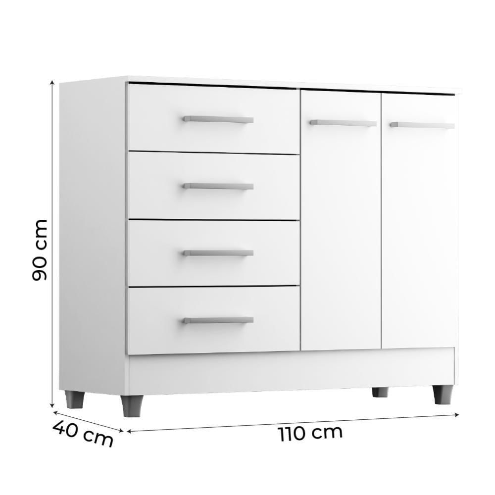 Miniatura Cômoda Sapateira Gisele 2 Portas 4 Gavetas Branco Branco