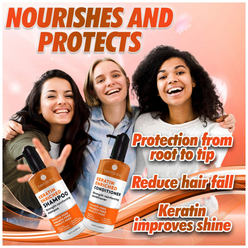 Miniatura Keratin Shampoo and Conditioner Set Sulfate Free Deep Treatment with Morrocan Argan Oil Anti Frizz for Dry Hair and