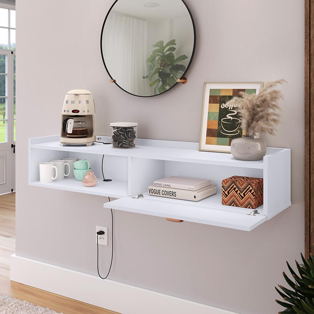 Miniatura Aparador Suspenso Pequeno Cantinho Café 1 Porta Nicho Decor Sala Cozinha Hall Entrada Retrô - Branco - RPM