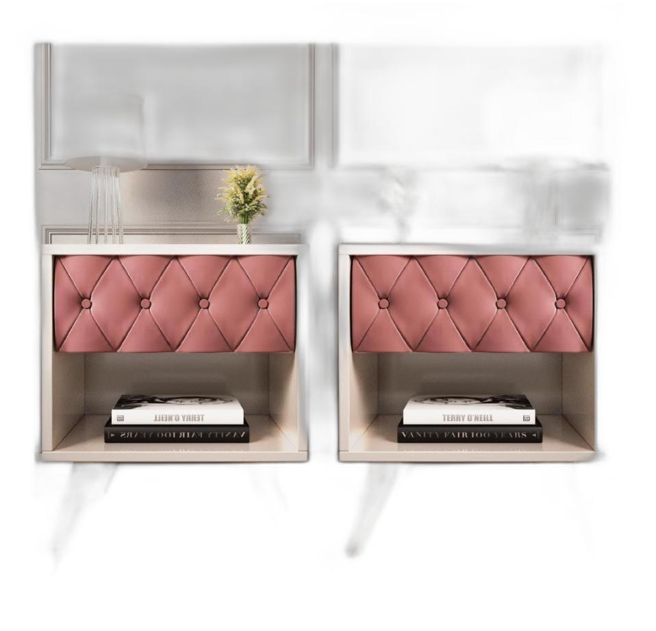Miniatura Conjunto 2 Mesa Cabeceira Glamur Vitoria Decor Pé Madeira