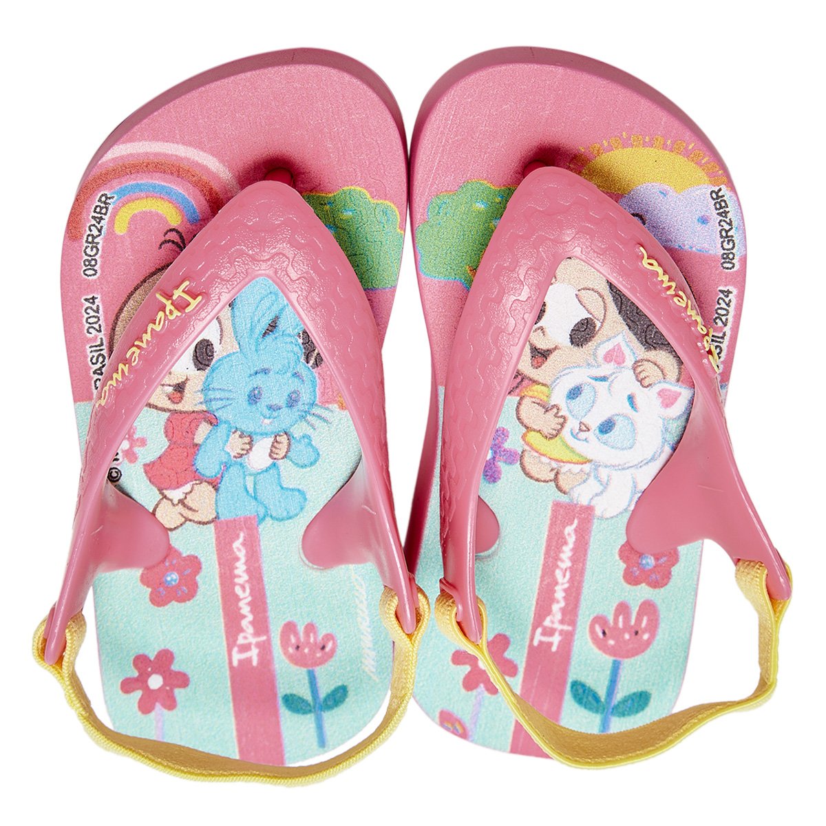 Miniatura Chinelo Bebê Grendene Kids Ipanema Turma da Mônica Menina Verde+Rosa - 17/18