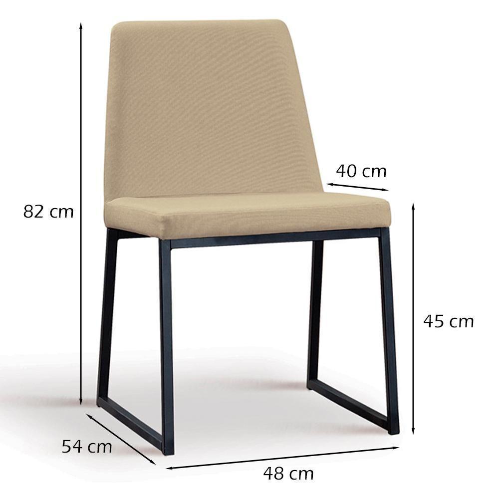 Miniatura Cadeira Estofada Base Aço Preto F37 Linho Bege Dmobiliario Bege