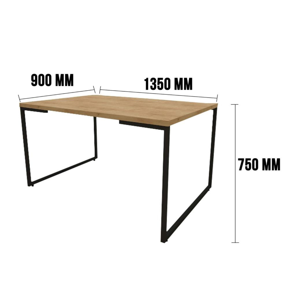 Miniatura Mesa de Jantar Industrial 6 Lugares Porto Espresso Móveis Natura/Preto Mesa de Jantar Tampo em BP de 30mm Porto Espresso Móveis Natura/Preto