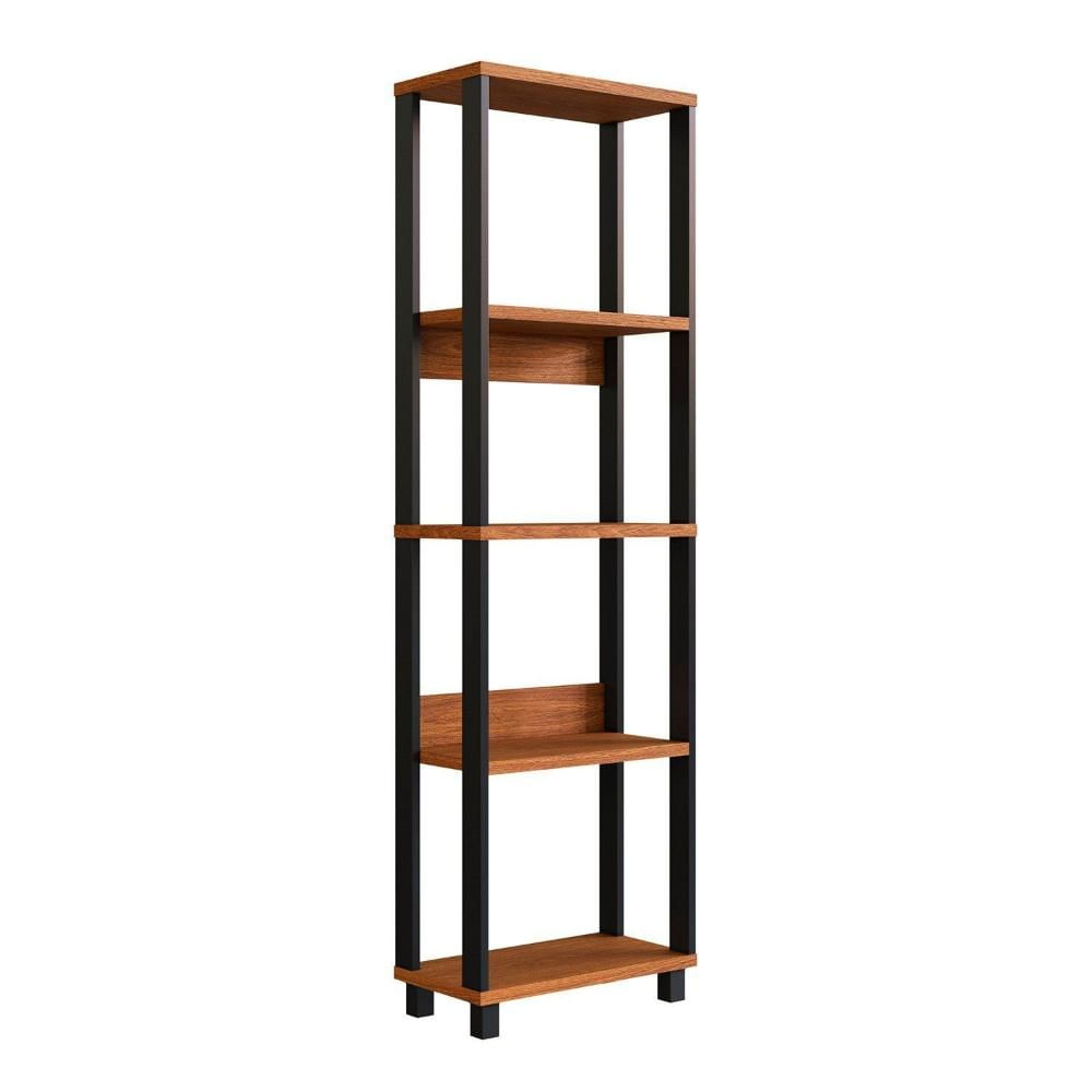 Miniatura Estante Modular para Sala de Estar 185cm x 55cm x 29cm Freijó/Preto