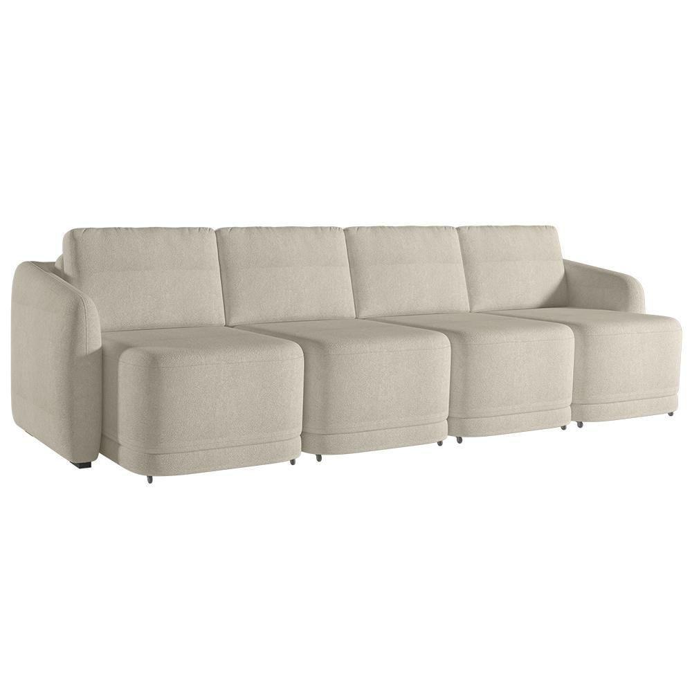 Sofá Cama Casal Para Sala 316cm Polska K04 Bouclê Bege - Mpozenato