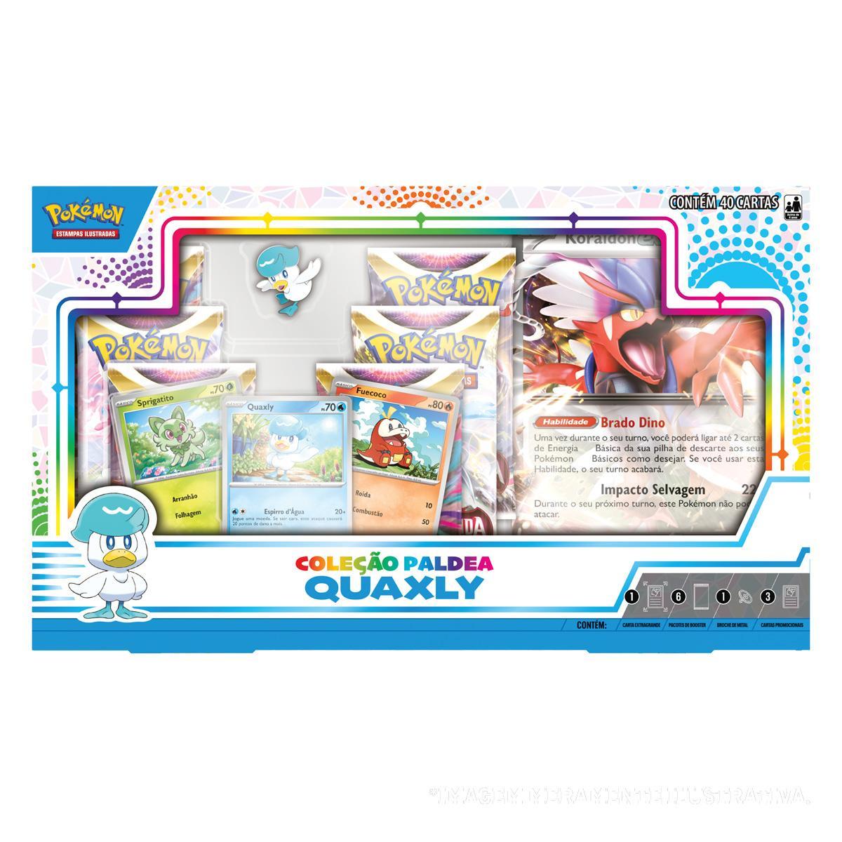 Miniatura Box Pokemon Coleção Paldea Quaxly - 003 40 Cartas Copag
