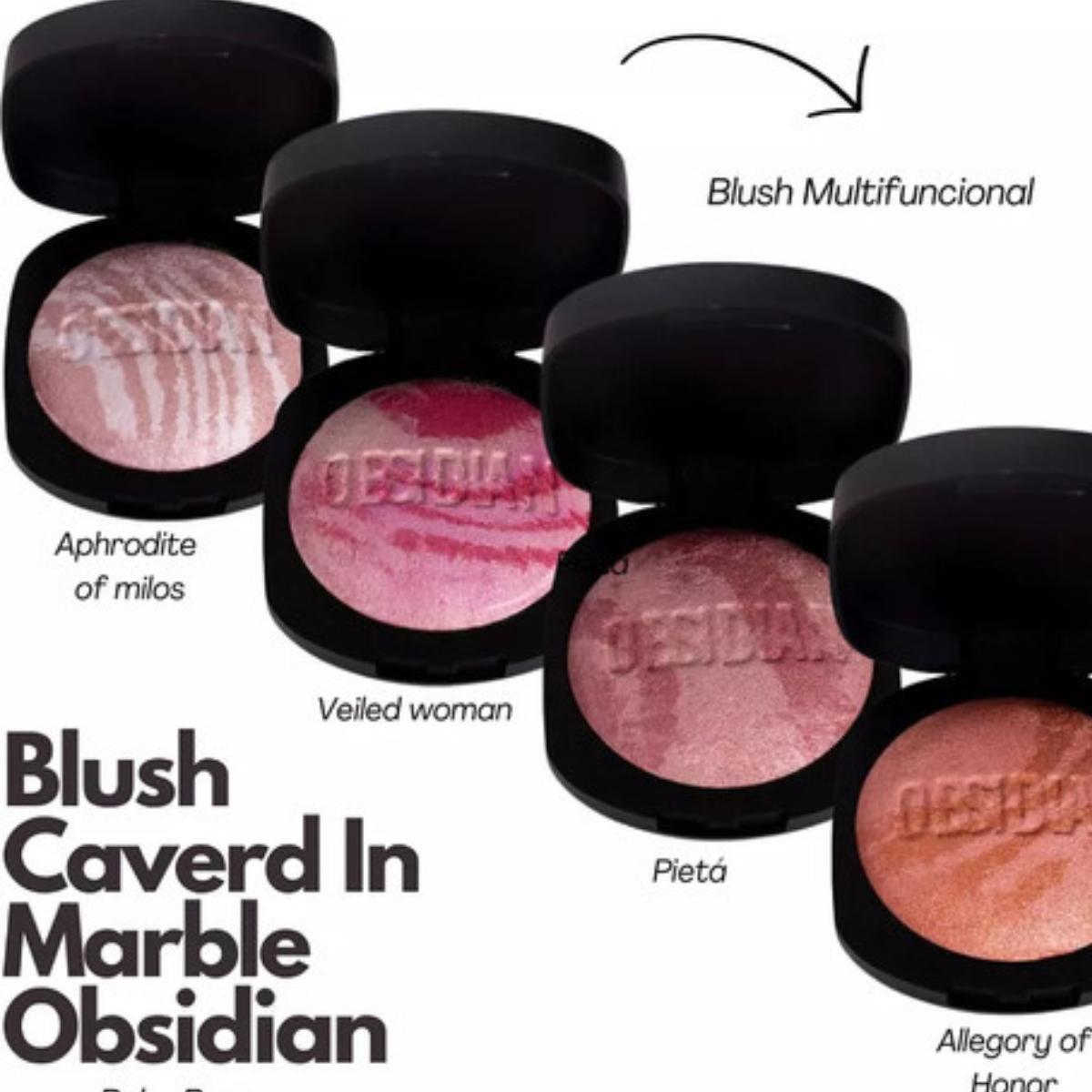Miniatura Ruby Rose Obsidian Blush Carved Maquiagem Pó Kit 4 Unidades