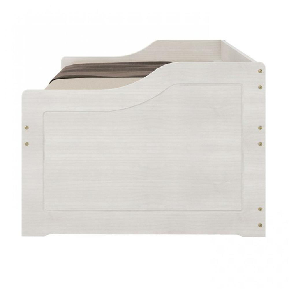 Miniatura Cama Solteiro 5 Gavetas e Nicho Madeira Maciça Floro Inter Link Branco Lavado