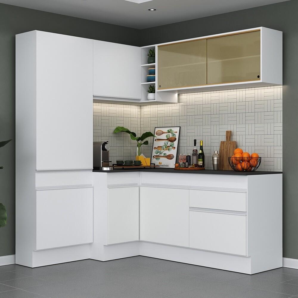 Miniatura Armário Cozinha Completa de Canto Veneza Multimóveis V2089 Branco