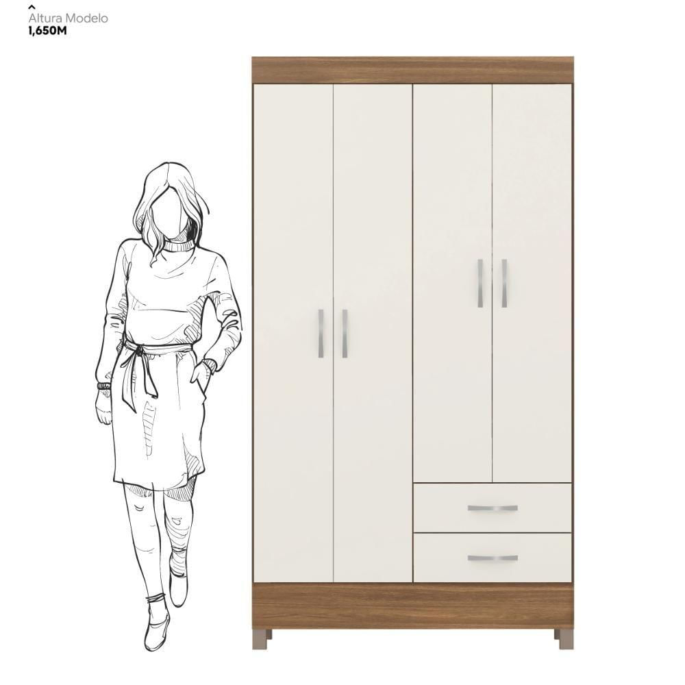 Miniatura Kit Guarda Roupa Solteiro 4 Portas Astro Cômoda Astral Amêndola Touch Off White