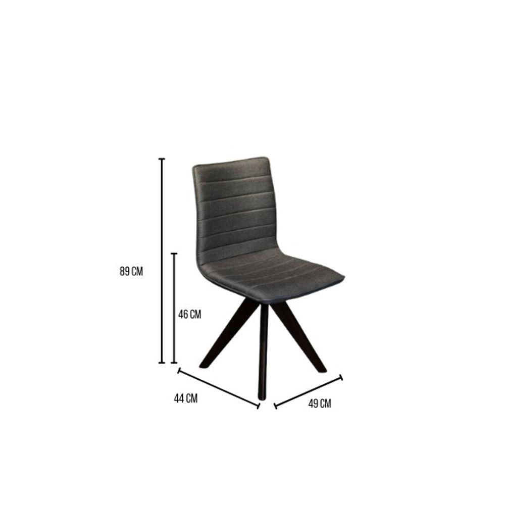 Miniatura Conjunto Mesa De Jantar Cone 110 Cm Preta Com Cadeiras Giratória Em Tecido Cinza Chumbo Preto