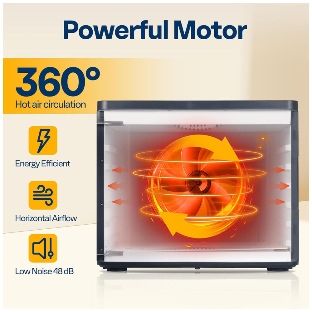 Miniatura Desidratador de Alimentos VIVOHOME, 6 Bandejas de Aço Inoxidável, Controle de Temperatura 70°C, Temporizador 48H, 400W 110v