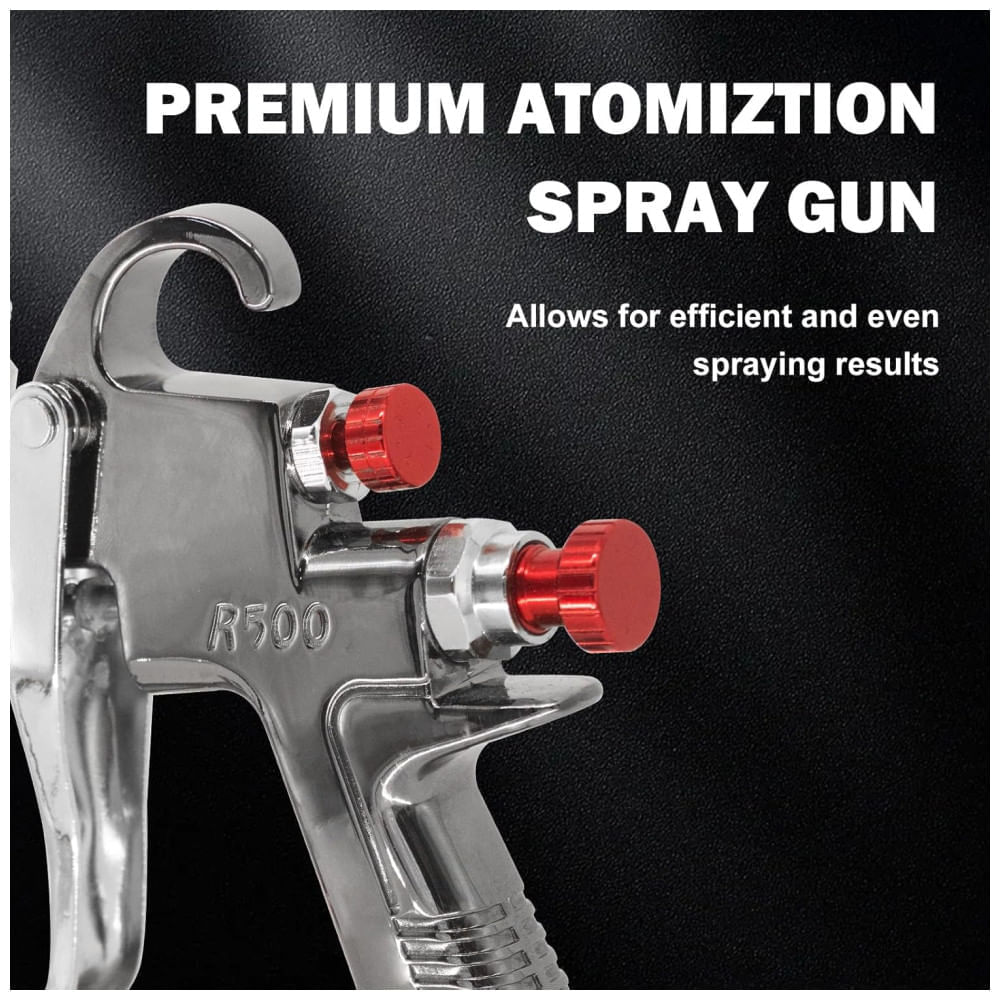 Pistola de Tintura Kit Premium Pistola LVLP R500: Com bicos 1,3/1,5/1,7 mm, regulador de ar, copos de 600 ml e 160 ml, ideal para pintura,RRJ.