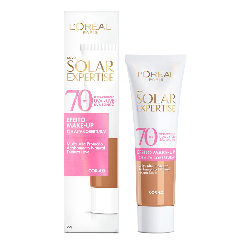 Miniatura Protetor Solar Facial L'Oréal Solar Expertise FPS 70 Efeito Make UP Cor 4.0 30g