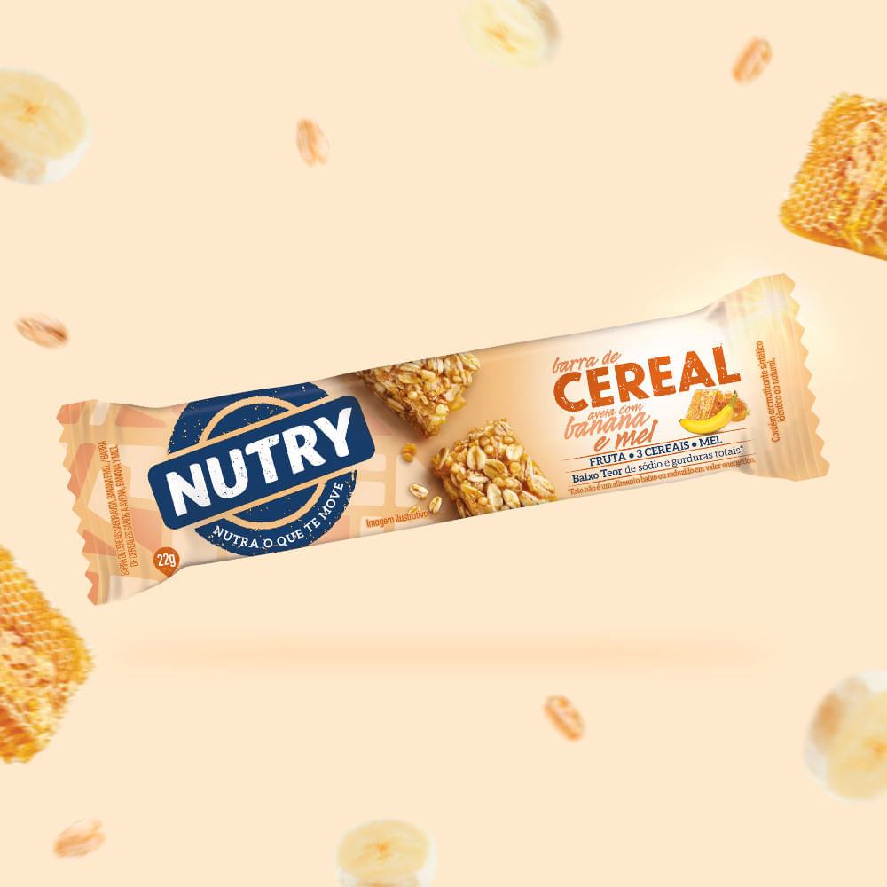 Miniatura Barra de Cereais Nutry Aveia, Banana e Mel 3 Unidades com 22g Cada