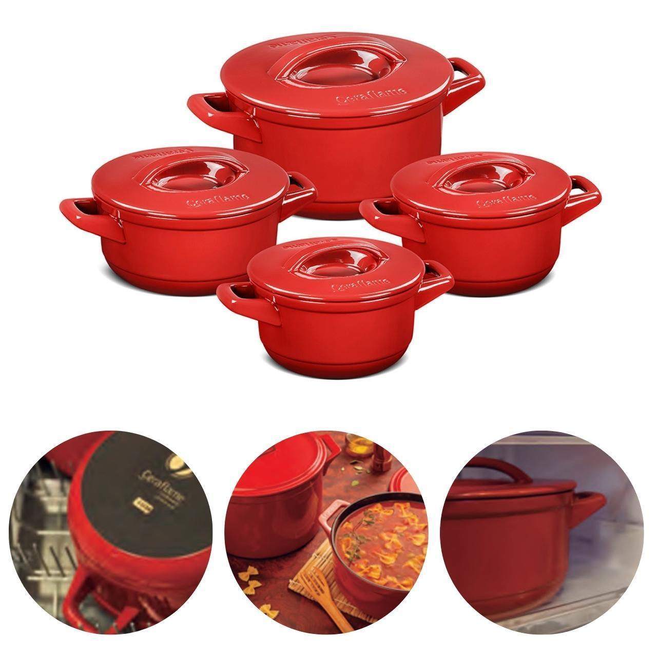 Miniatura Jogo De Panelas Cerâmica 4 Pçs Pomodoro Duo + Ceraflame