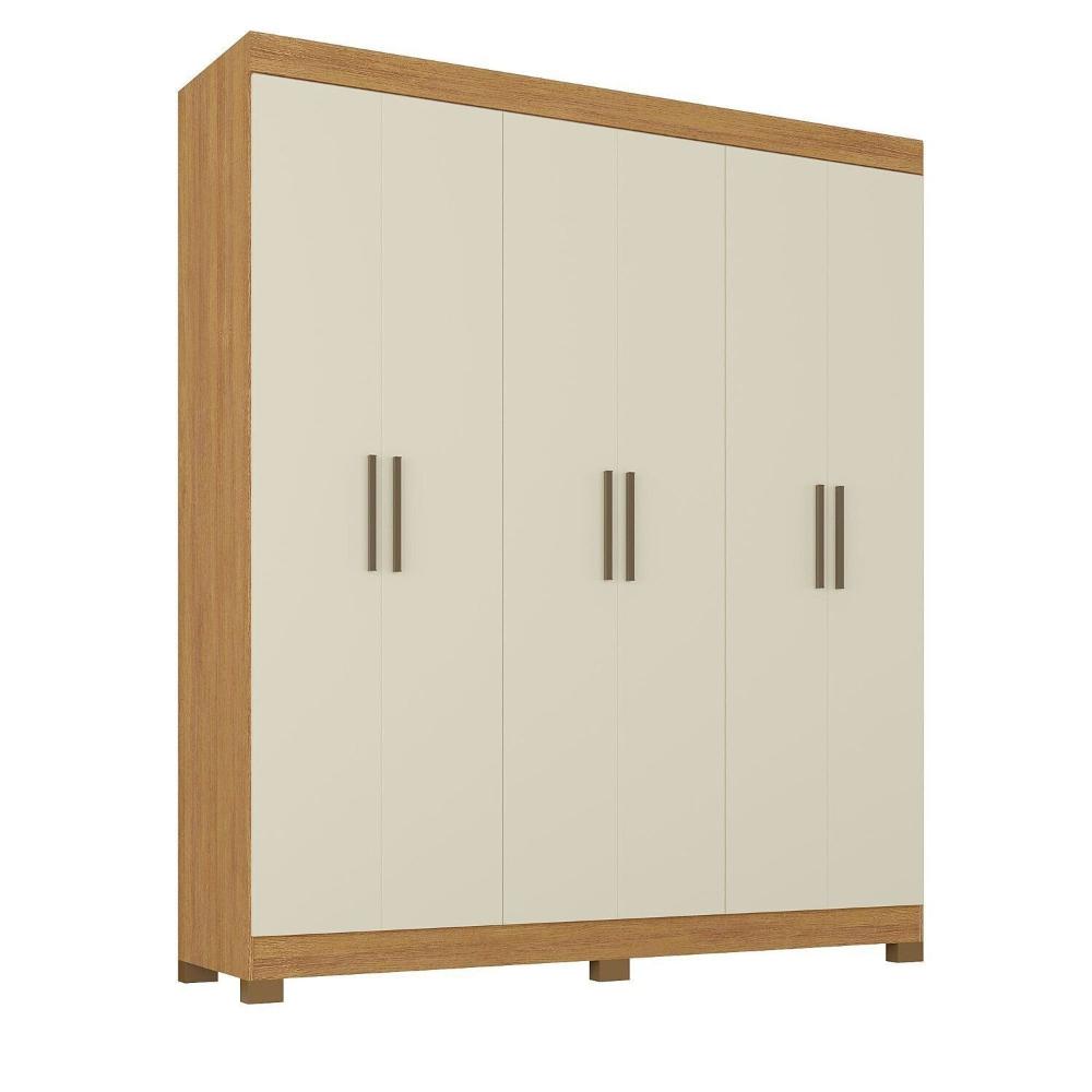 Miniatura Guarda-roupa Paris 6 Portas Mdp com Pés Cinamomo/Off White