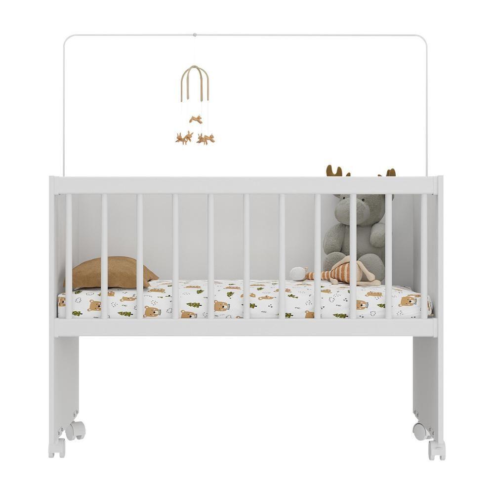 Miniatura Mini Berço Moisés Com Colchão Incluso E Rodízios Multimóveis Mp4381c Branco