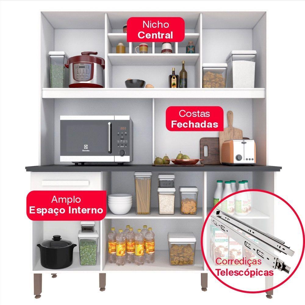 Miniatura Armário Para Cozinha 6 Portas 2 Gavetas Luna Plus Móveis Imop Branco Neve