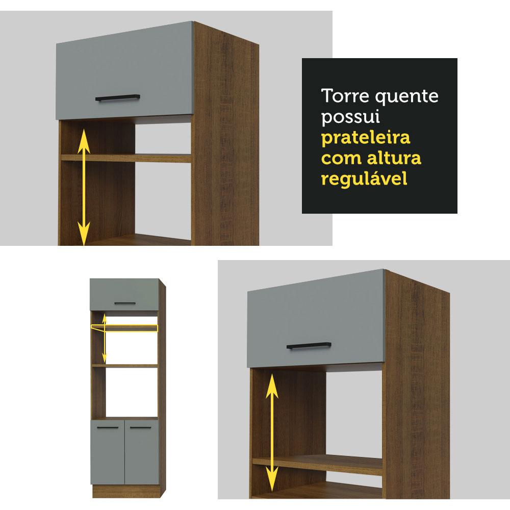 Cozinha Completa de Canto Madesa Agata 479001 com Armário e Balcão (Sem Tampo e Pia) - Rustic/Cinza Rustic/Cinza