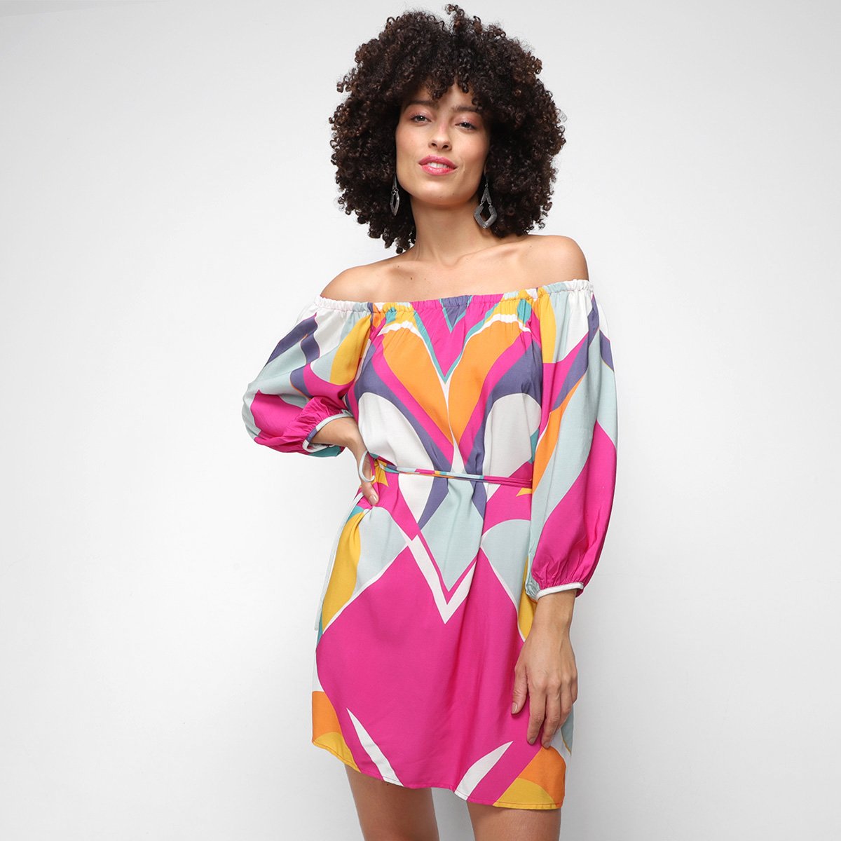 Miniatura Vestido Curto Oh, Boy! Estampado Ombro a Ombro Feminino Estampado - EP