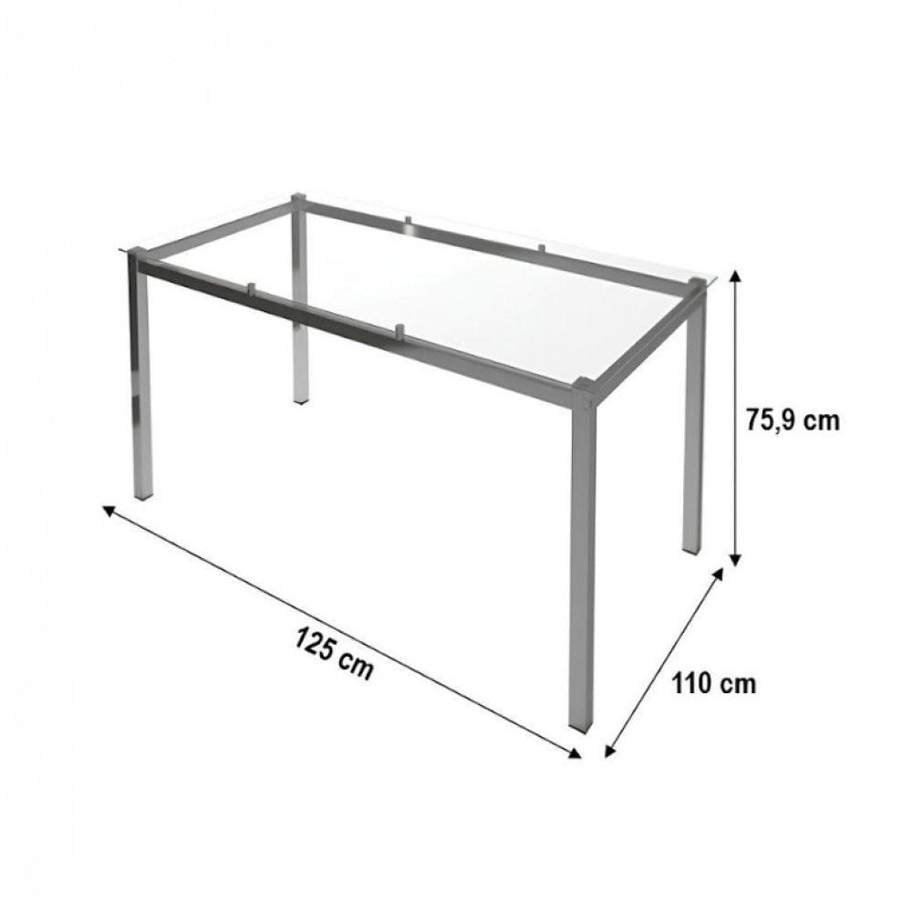 Miniatura Conjunto De Mesa Ornata 125x75cm Com 4 Cadeiras ágata Cromado E Tampo De Vidro Tubform Cromo E Preto