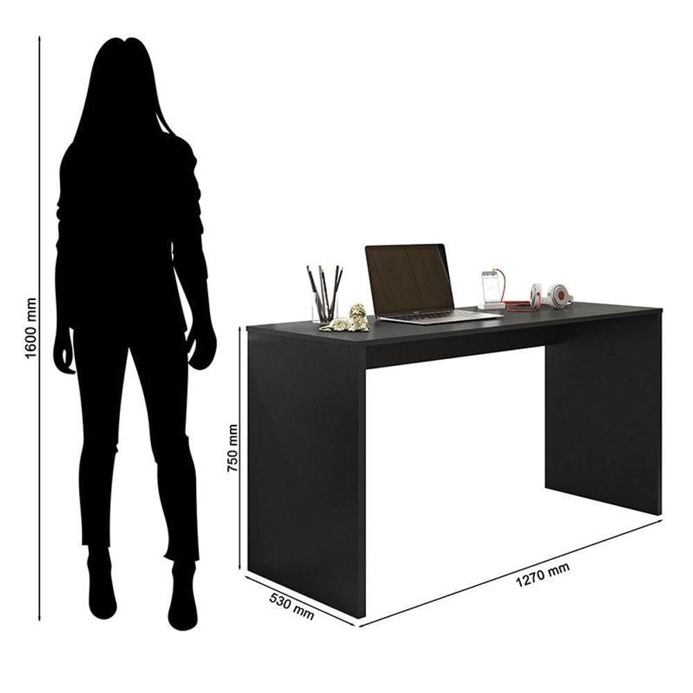 Miniatura Mesa Para Computador E Gaveteiro Gávea Com Chave 4 Gavetas Preto Fosco - Móveis Leão