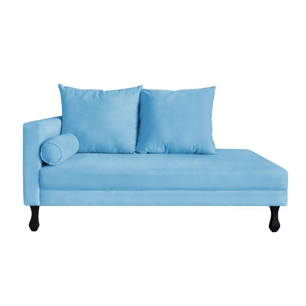 Miniatura Recamier Divã Dubai L/direito 1,40m Suede Azul Turquesa - Lares Decor