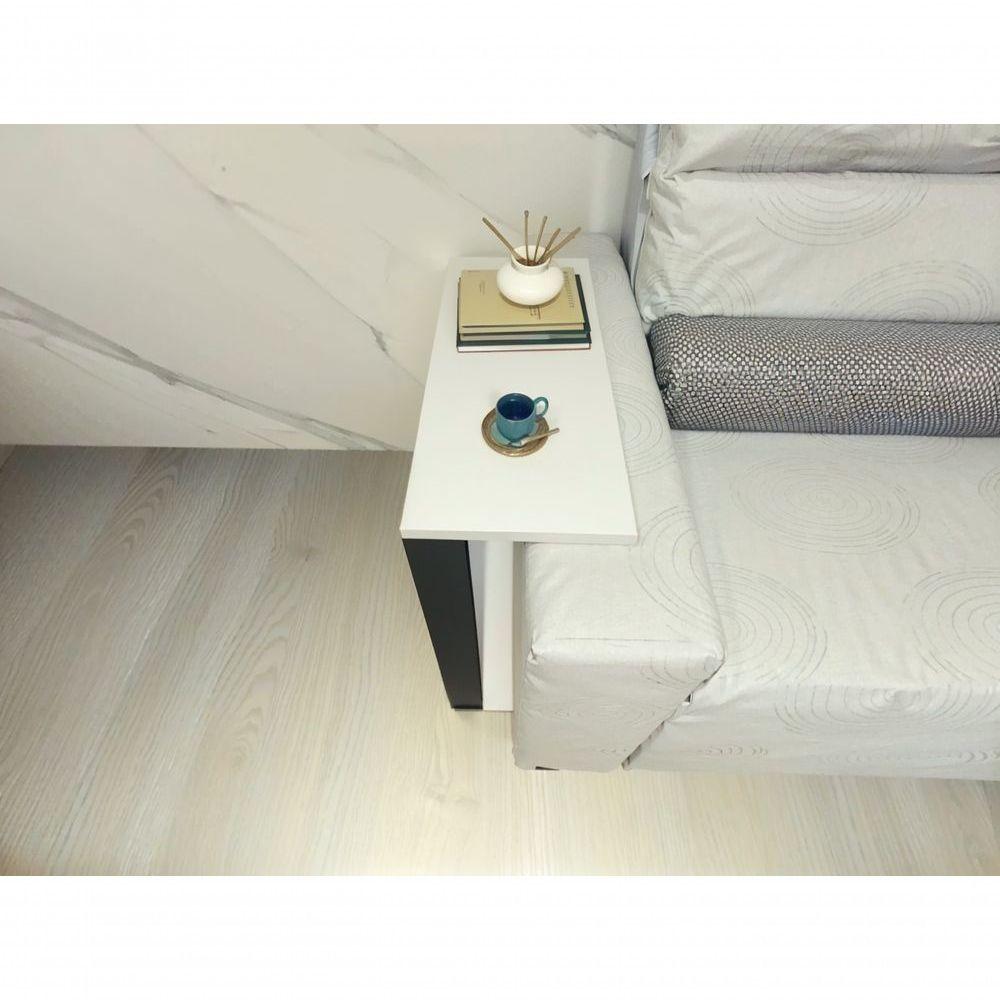 Miniatura Mesinha Lateral Para Sofá Estilo Industrial 100% MDF Mesa Apoio Mesa Auxiliar Sofá Preto Com Branco
