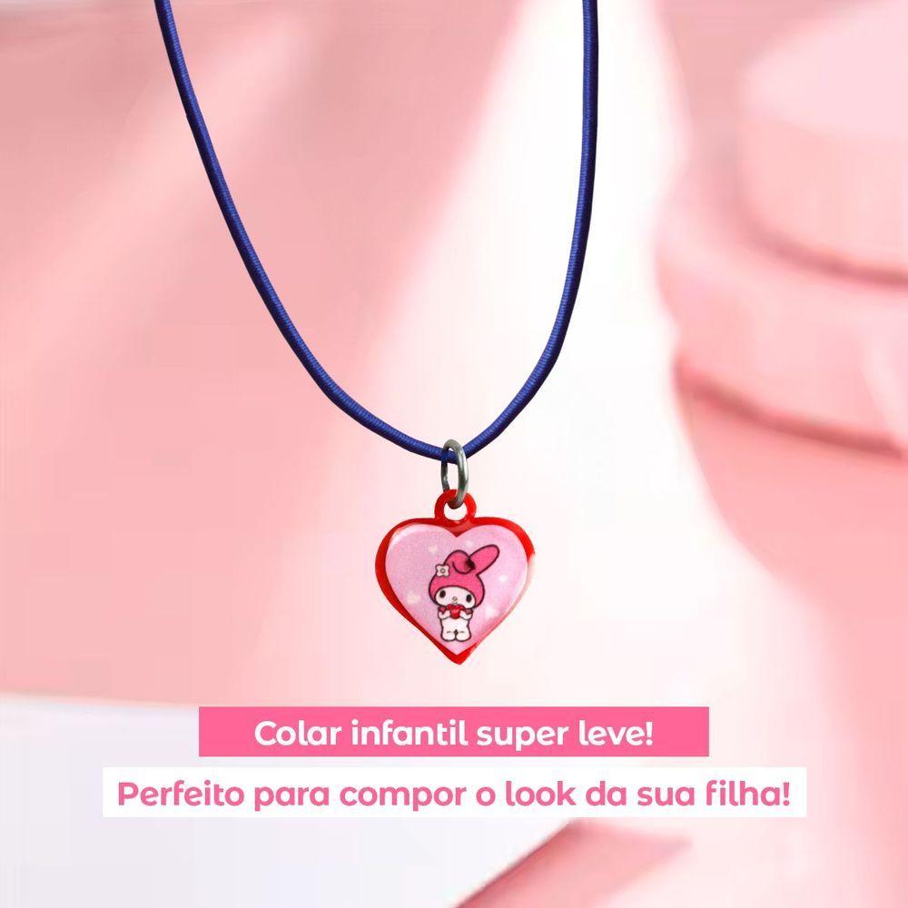 Miniatura Colar Menina Infantil + Pingente Qualidade Premium My Melody Presente Moda Pink Criança Amor Rosa